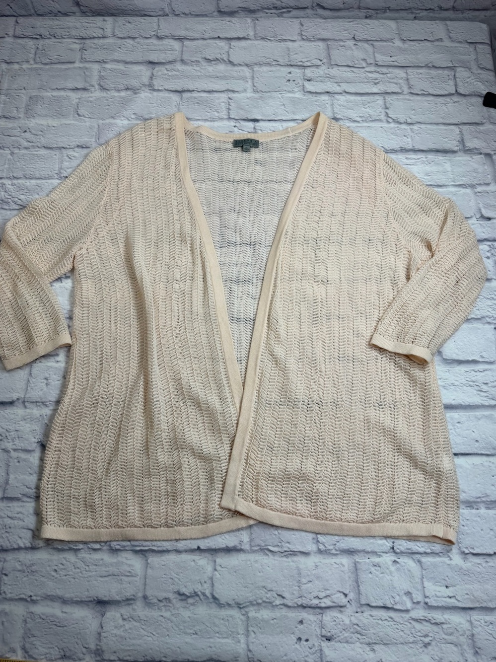Joseph A Light Peach/Cream Open-Front Knit Cardigan. Size XL. Layering.